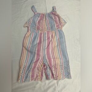 Rare Editions Jumpsuit Outfit One Piece Pink Striped linen Cotton 24M